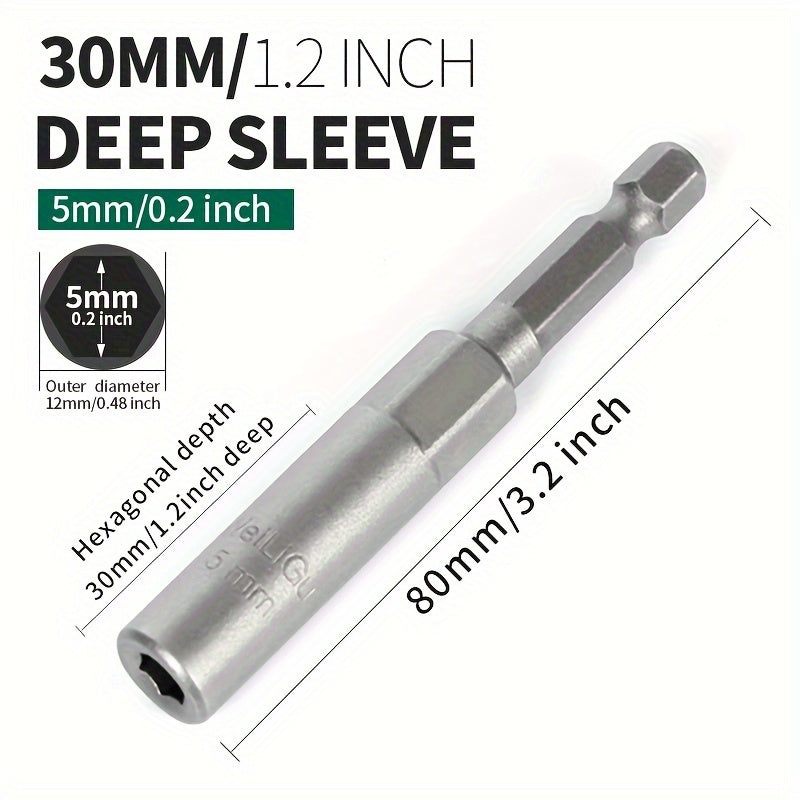 Juego de llaves de vaso profundo de 30mm, acero de vanadio cromado, llave hexagonal extendida, no magnética