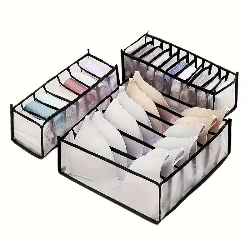 Mesh 6-Compartment Underwear and Sock Organizer for Bedroom Dorm Wardrobe