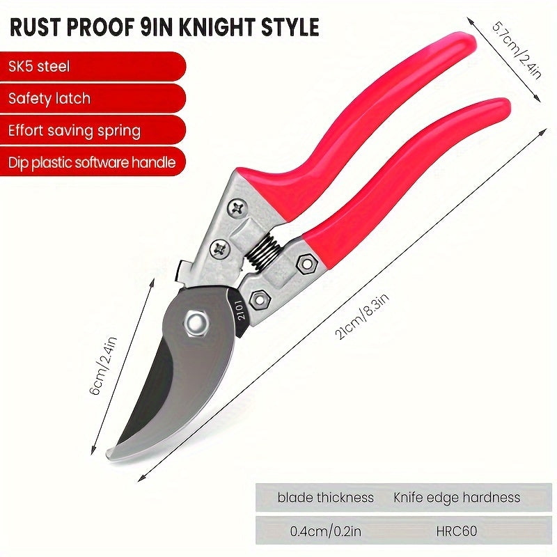 Heavy Duty Pruning Shears Garden Scissors for Tree and Rose Trimming Chrome Vanadium Steel Black