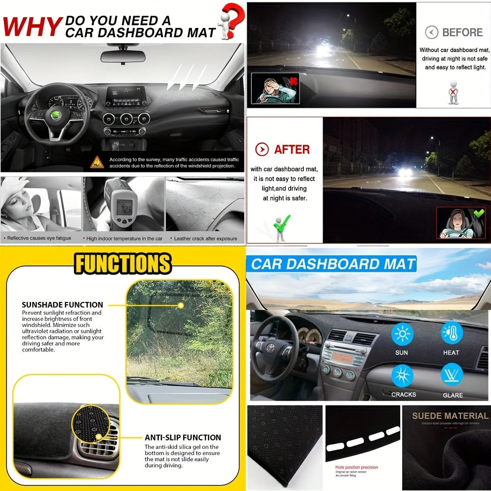Left-Hand Drive Silicone Car Dashboard Cover Sunshade for 2022-2025