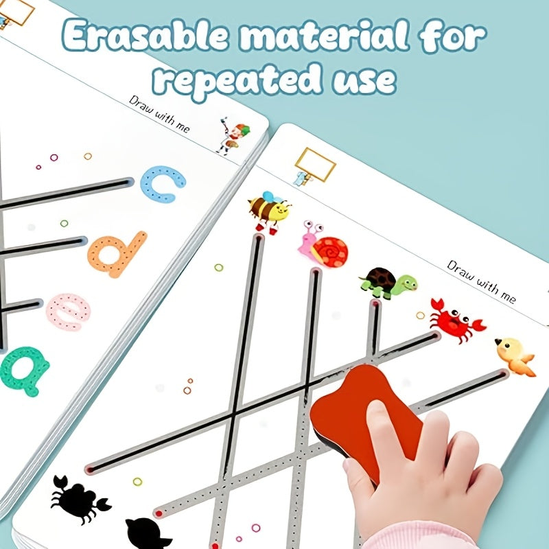 32 Reusable Educational Practice Books with Erasable Writing Pads for Ages 3-6