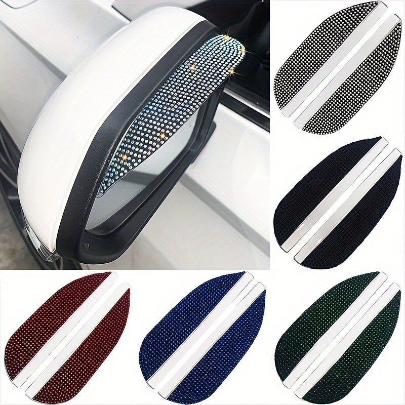 2 dona Avtomobil oynasi yomg'ir himoyachilari, aks ettiruvchi rhinestonelar bilan, yaxshilangan ko'rinish uchun