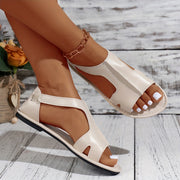 Women's Elegant Solid Color Flat Sandals with Elastic Straps for Summer Vacation