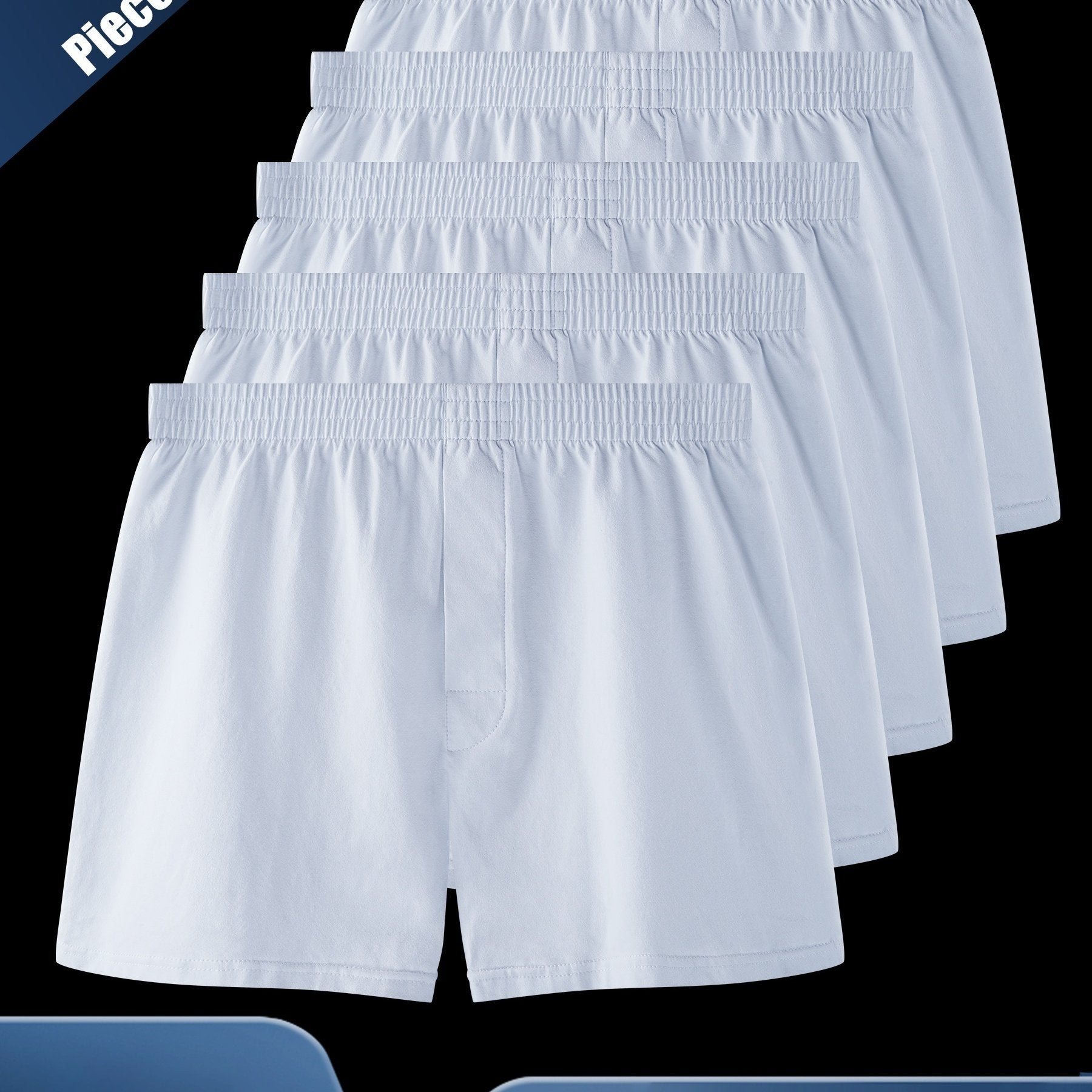 Men's Cotton Boxer Briefs 5 Pack White Breathable Comfortable Casual Sports