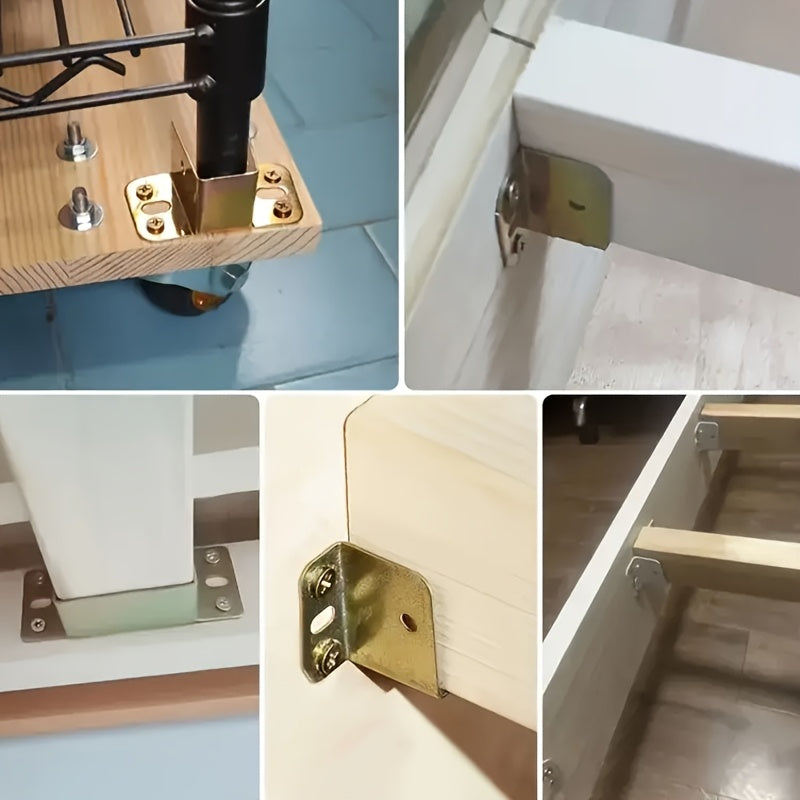 Set of 4 Steel Bed Frame Hinges, Galvanized Metal Corner Brackets, Easy Install