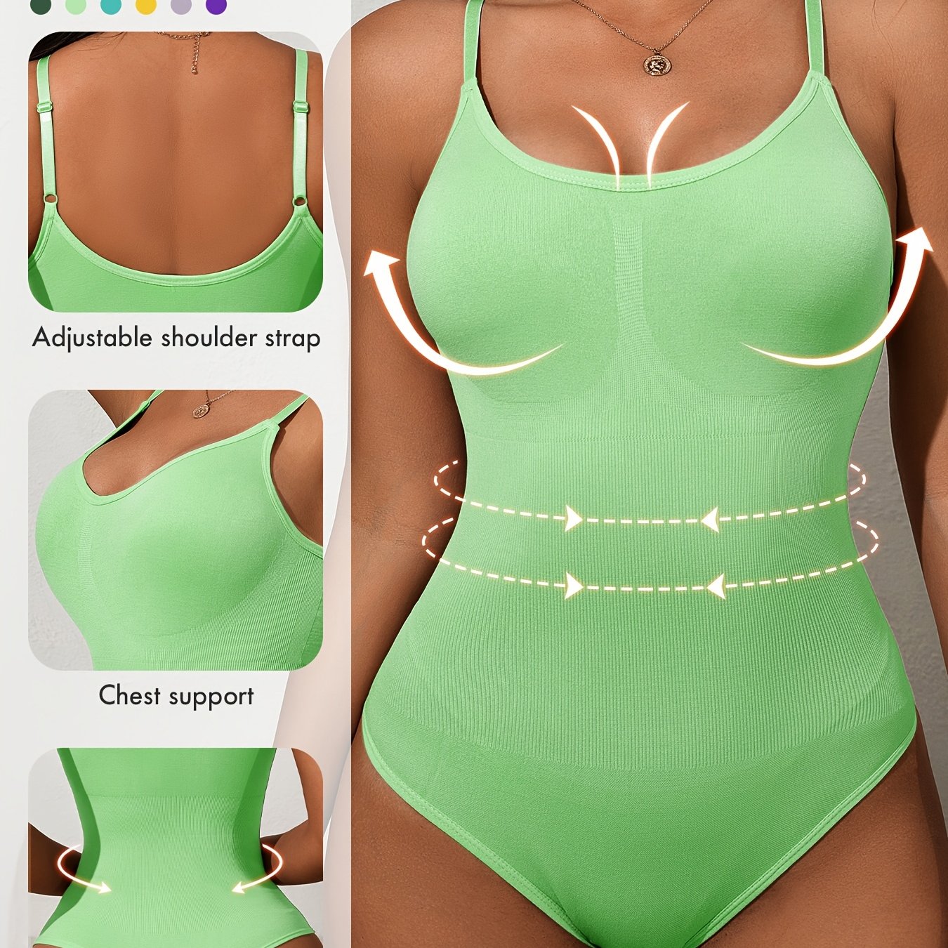 Body moldeador femenino con soporte alto, control de abdomen, levantamiento de glúteos, punto acanalado, nylon ligero con elastano