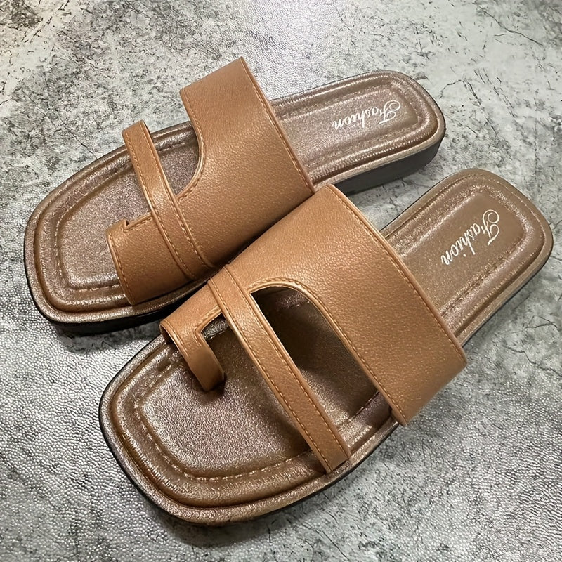 Women's Slip-On Sandals Open-Toe TPU PU Cushioned White Brown