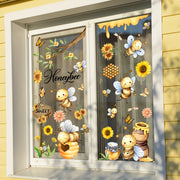 Juego de decoraciones de primavera de 3 piezas 20x30cm Abeja Tarro de miel Mariposa Girasol Pegatinas para ventanas