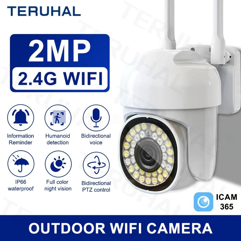 2MP WiFi Xavfsizlik Kamerasi PTZ Avtomatik Kuzatuv, Kechqurun Ko‘rish, Ikki Yo‘nalishli Audio, 355° Pan, 1080p