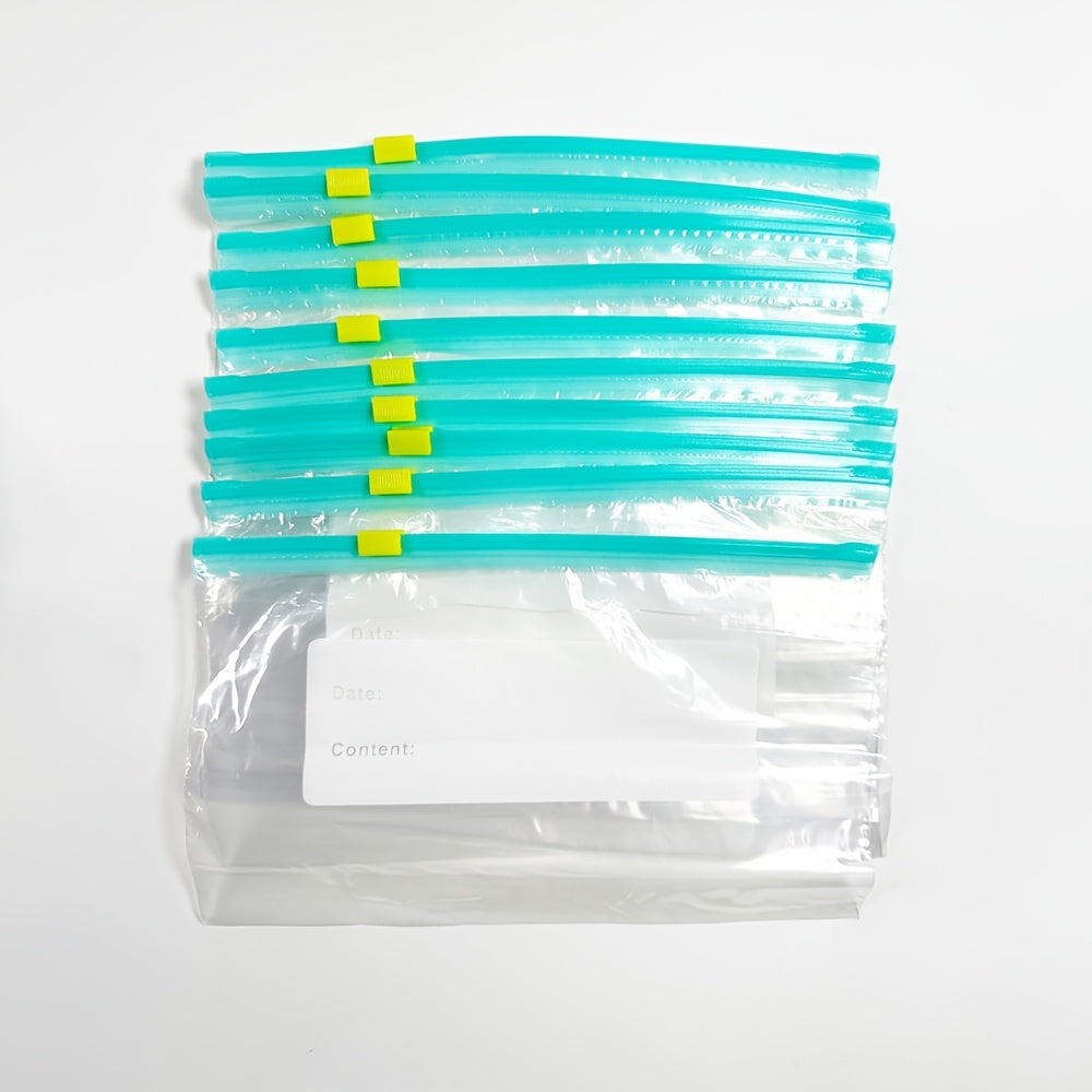 10 Transparent PE Storage Bags with Sliding Rope Seal for Food Refrigerator Freezer