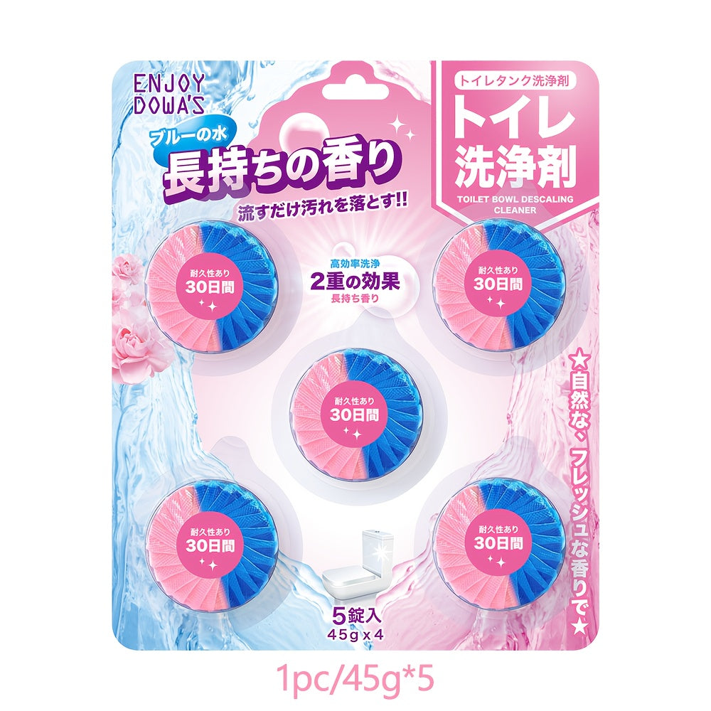 5 dona gullar hididagi hojatxona tozalash tabletkalari, hojatxonangizda hidni yo'qotish, dog'larni olib tashlash va uzoq muddatli yangilik uchun