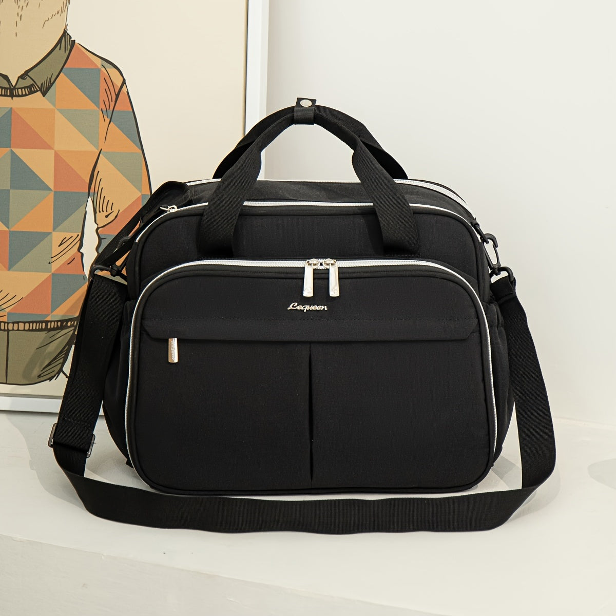 Waterproof Oxford Fabric Diaper Bag with Crossbody Strap for Travel and Storage