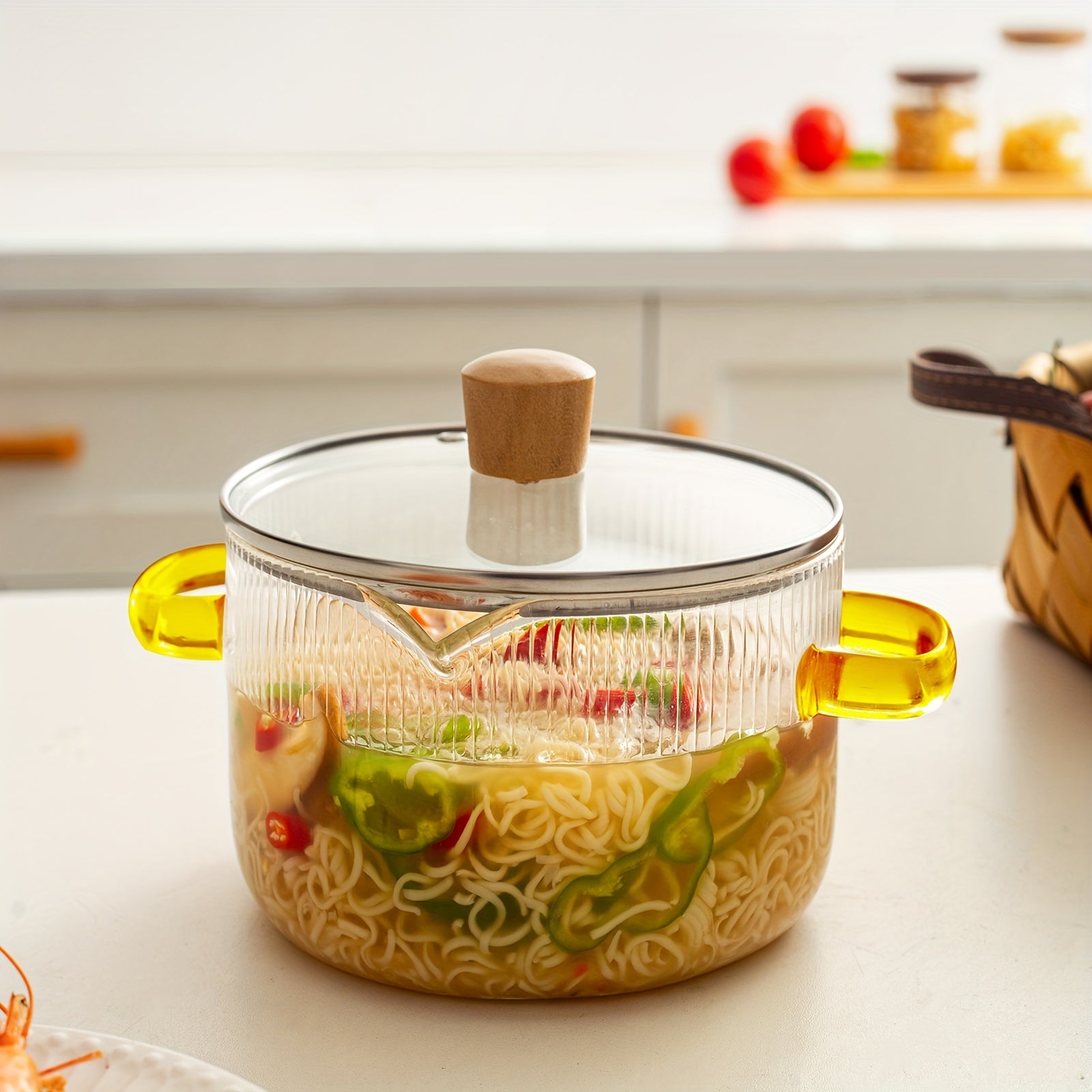 Juego de utensilios de vidrio de 2 piezas para cocina con tapas para sopa y paella