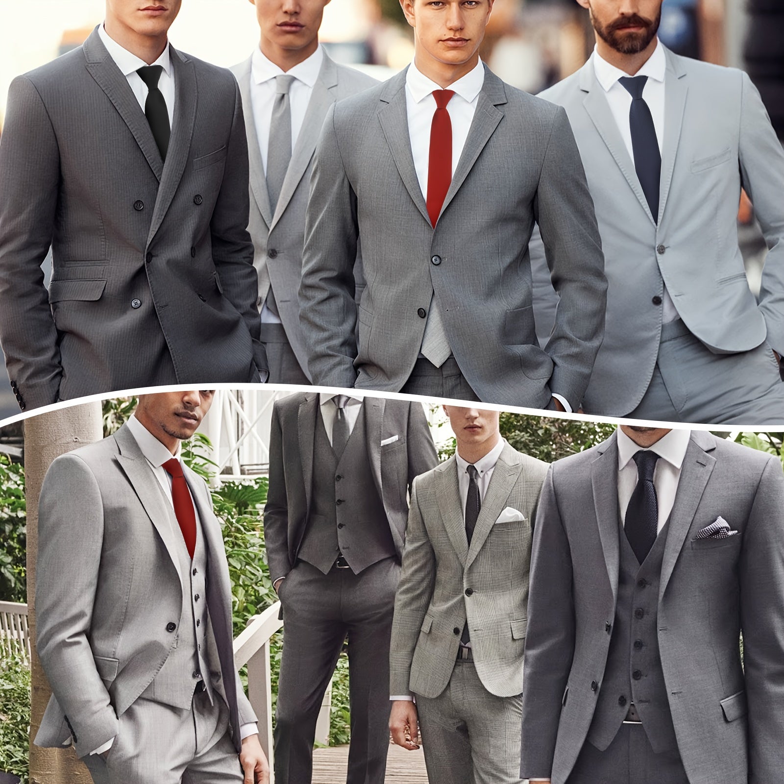 Set of 4 Men's Pre-tied Neckties for Business Attire