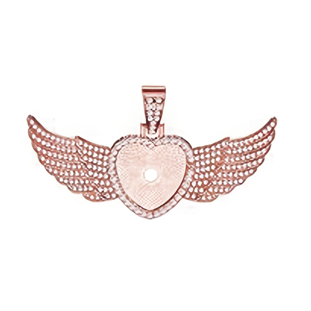 Personalized Photo Pendant Necklace 14K Gold Plated Rhinestone Customizable Gift