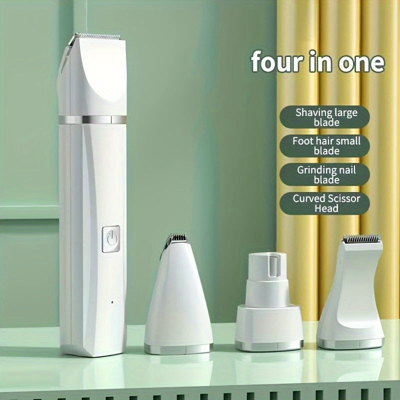 4-in-1 USB Rechargeable Pet Grooming Kit for Cats and Dogs Electric Clippers Nail Trimmer Foot Shaver