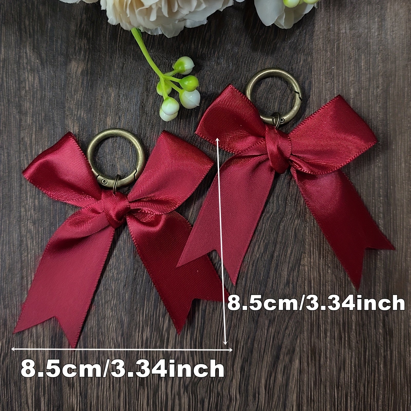 Women Girls Black Pink Satin Bow Shoe Charms Footwear Accessories 2 Pcs
