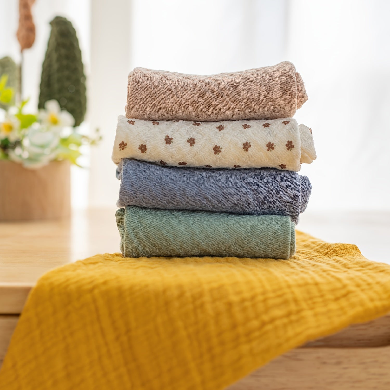 Juego de 10 baberos de muselina para niños, toallas absorbentes en forma de triángulo con cierre de botón