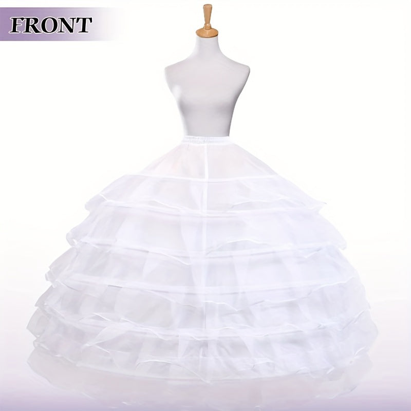 Women's White Crinoline Petticoat for Wedding Gowns and Evening Dresses 6-Hoop Floor Length Underskirt