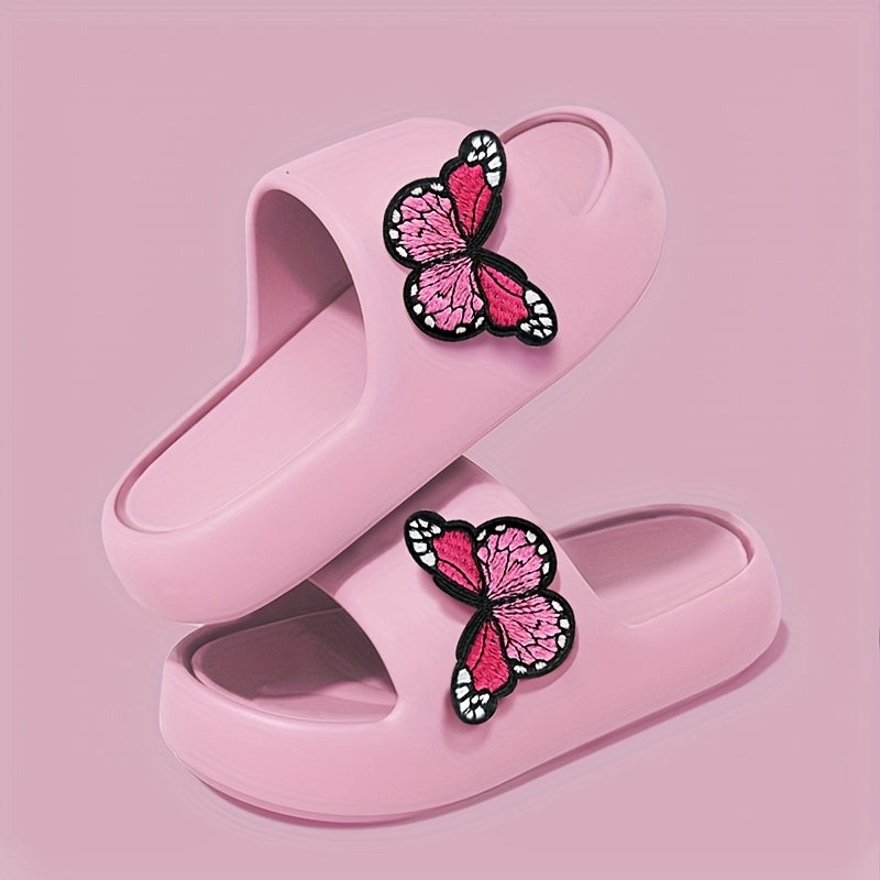 Women's Pink Butterfly Slippers Lightweight EVA Non-Slip Indoor Beach
