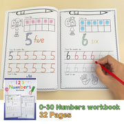 Children's A4 Writing and Coloring Workbook for Numbers 0-30 Developing Grip and Control