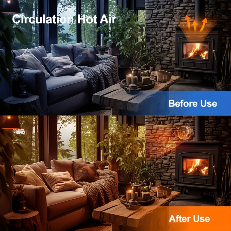 Alloy Steel Heat Powered Wood Stove Fan with 4-Blade Exhaust Portable Air Circulation Quiet