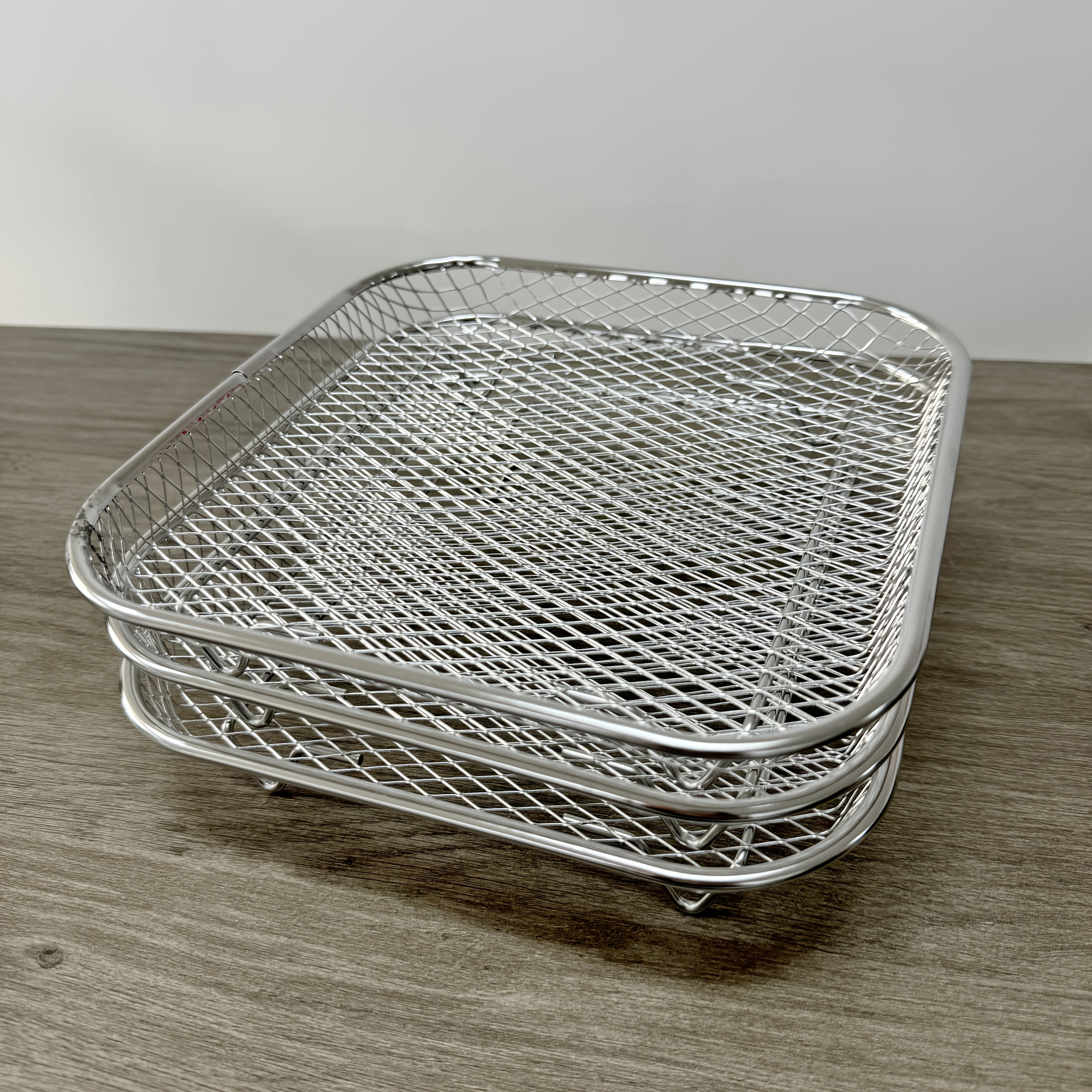 3-Layer Stainless Steel Air Fryer Rack Stackable Grilling Rack Multi-Functional
