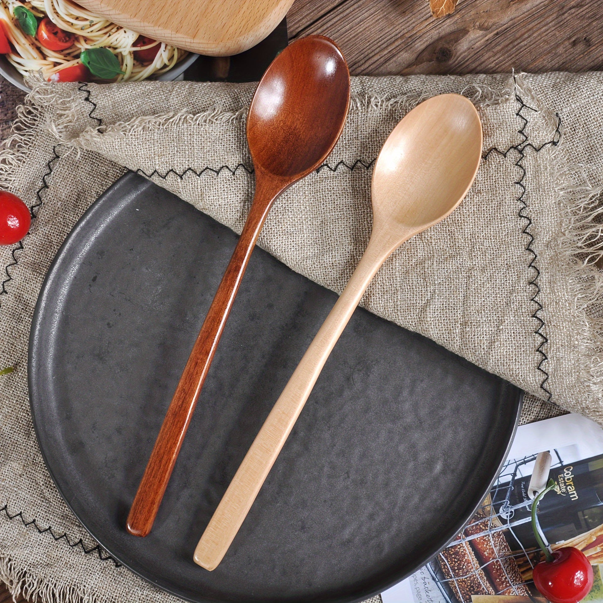 Wooden Spoon 23.5cm Long-Handle Kitchen Utensil for Cooking and Serving