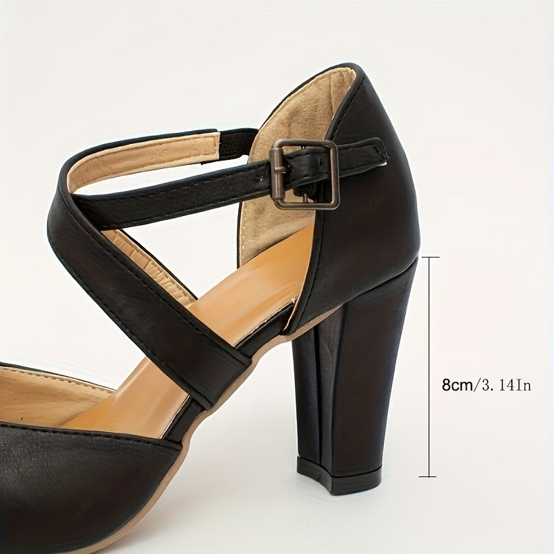 Women Faux Leather High Heel Sandals with Ankle Strap and Pointed Toe