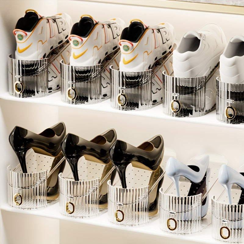 Juegos de organizadores de almacenamiento para zapatos de 10 o 20 piezas, de plástico ajustable, doble capa, transparente