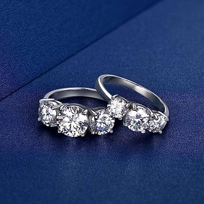 Sterling Silver Promise Ring for Women 2/4ct Moissanite Engagement Wedding Gift Box