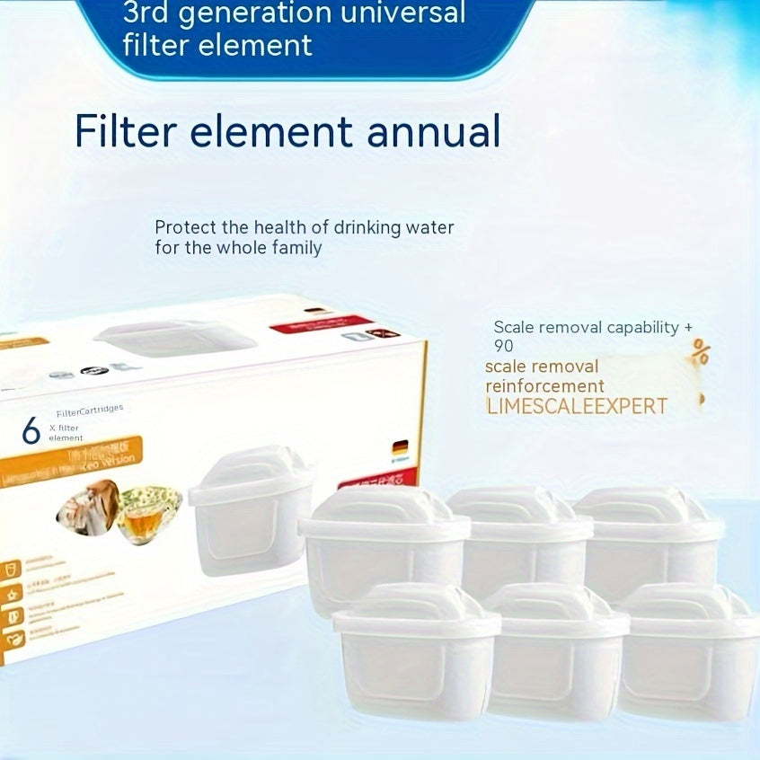 Ichimlik suvi uchun 6 ta suv filtri kartrijlari, xlor va kalsiy tuzlarining oldini olish uchun