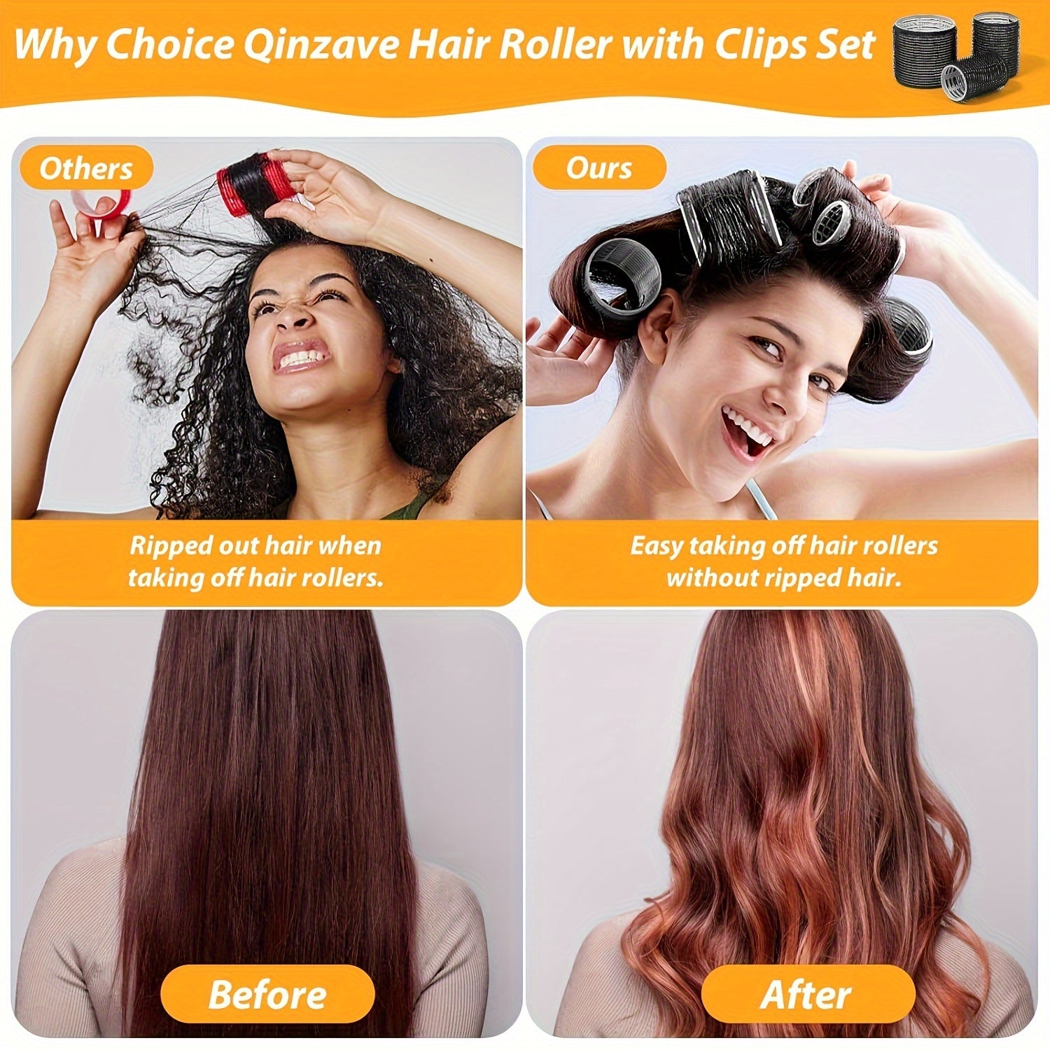 26-Piece Large Hair Roller Set with Self-Clipping Curlers and Clips for DIY Styling