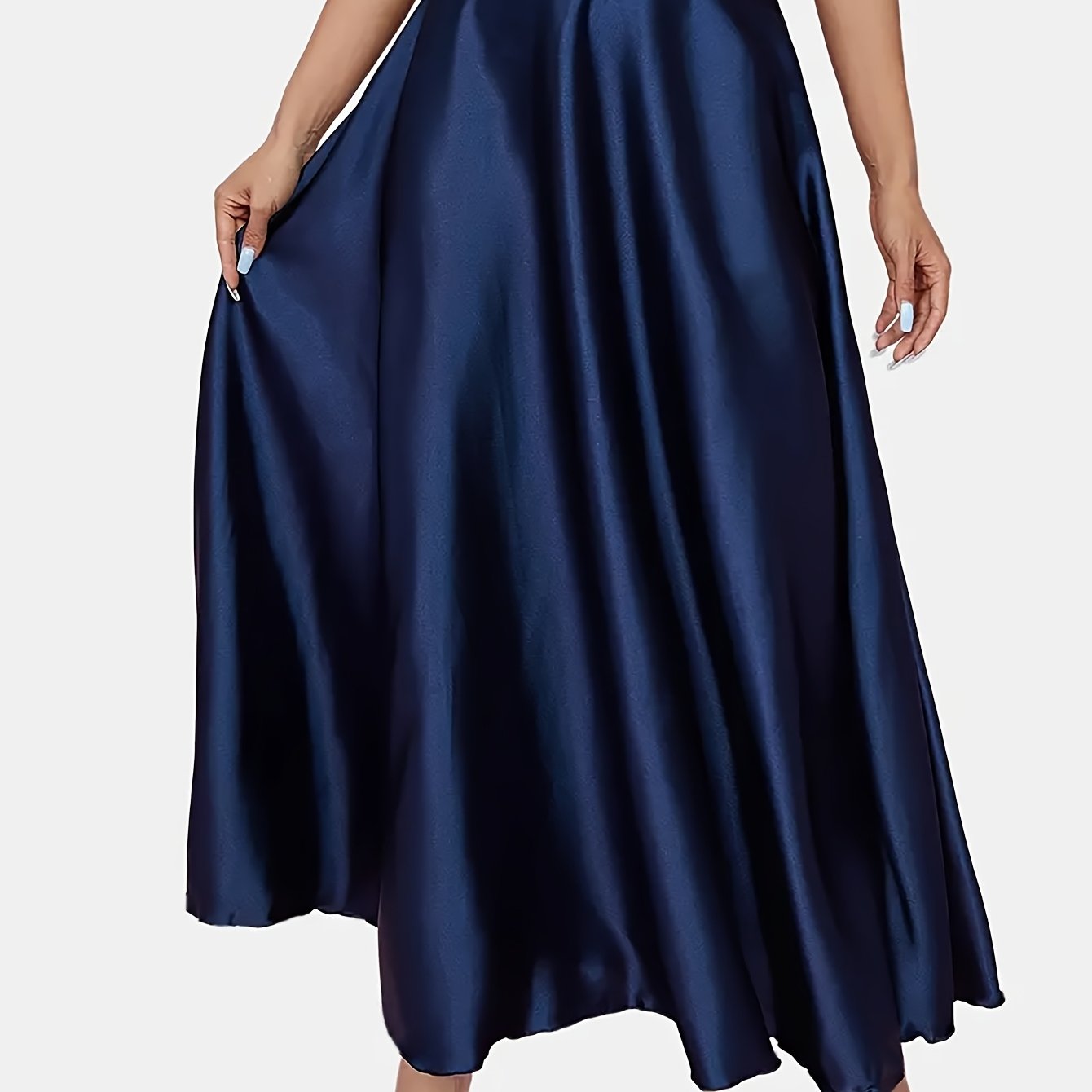 Women's Satin Midi Skirt High Waist Plus Size Solid Color