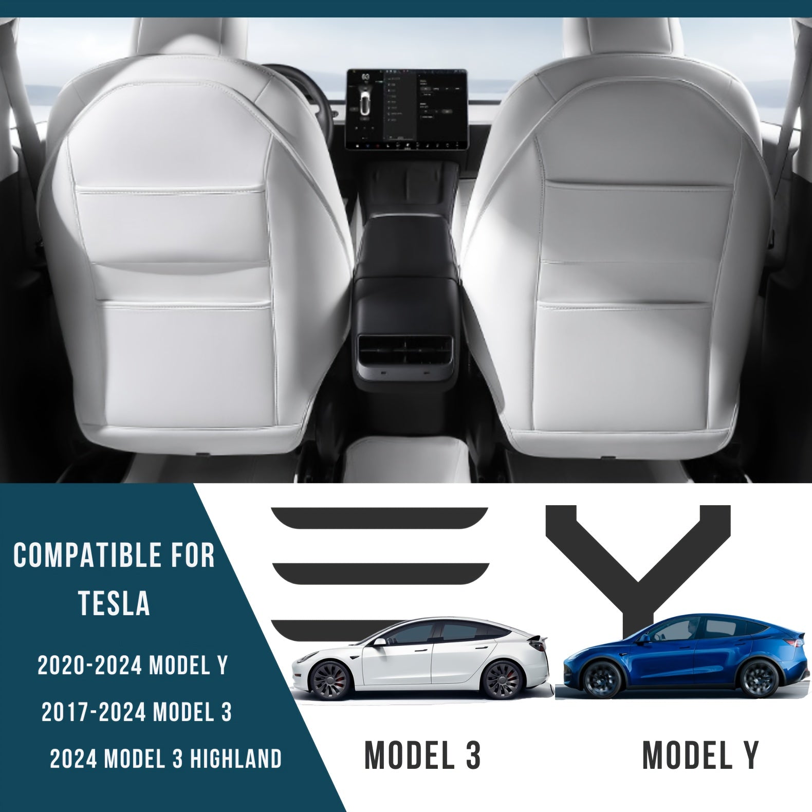 Universal Faux Leather Seat Back Protector Set for SUV Car Backseat Mats