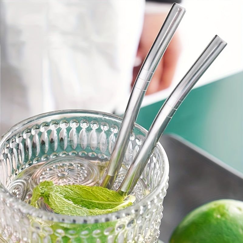 Set de 2-3 cucharas con pajillas de acero inoxidable para café, jugo, leche y té