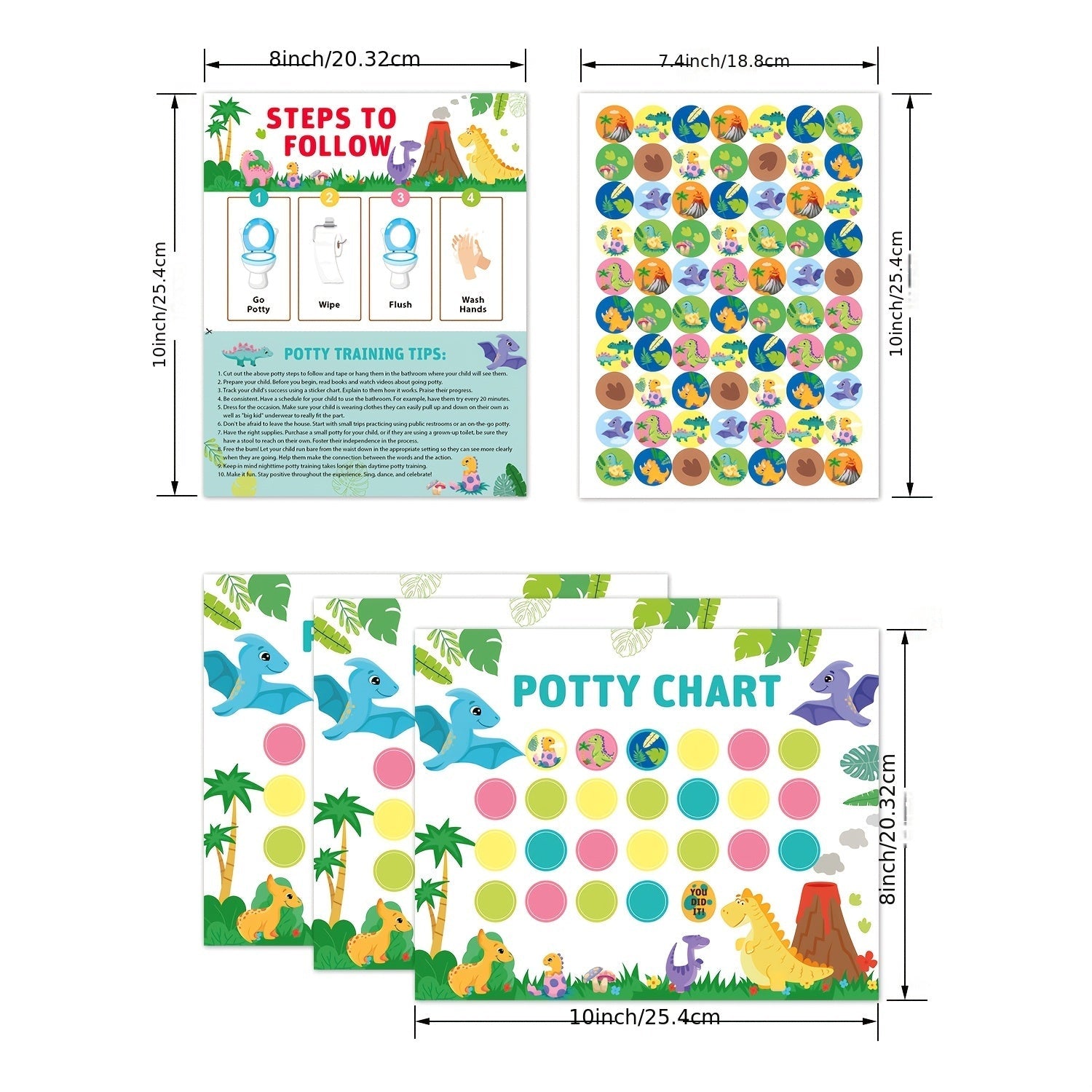 Kids Potty Training Seat Dinosaur Theme with Training Chart and Stickers