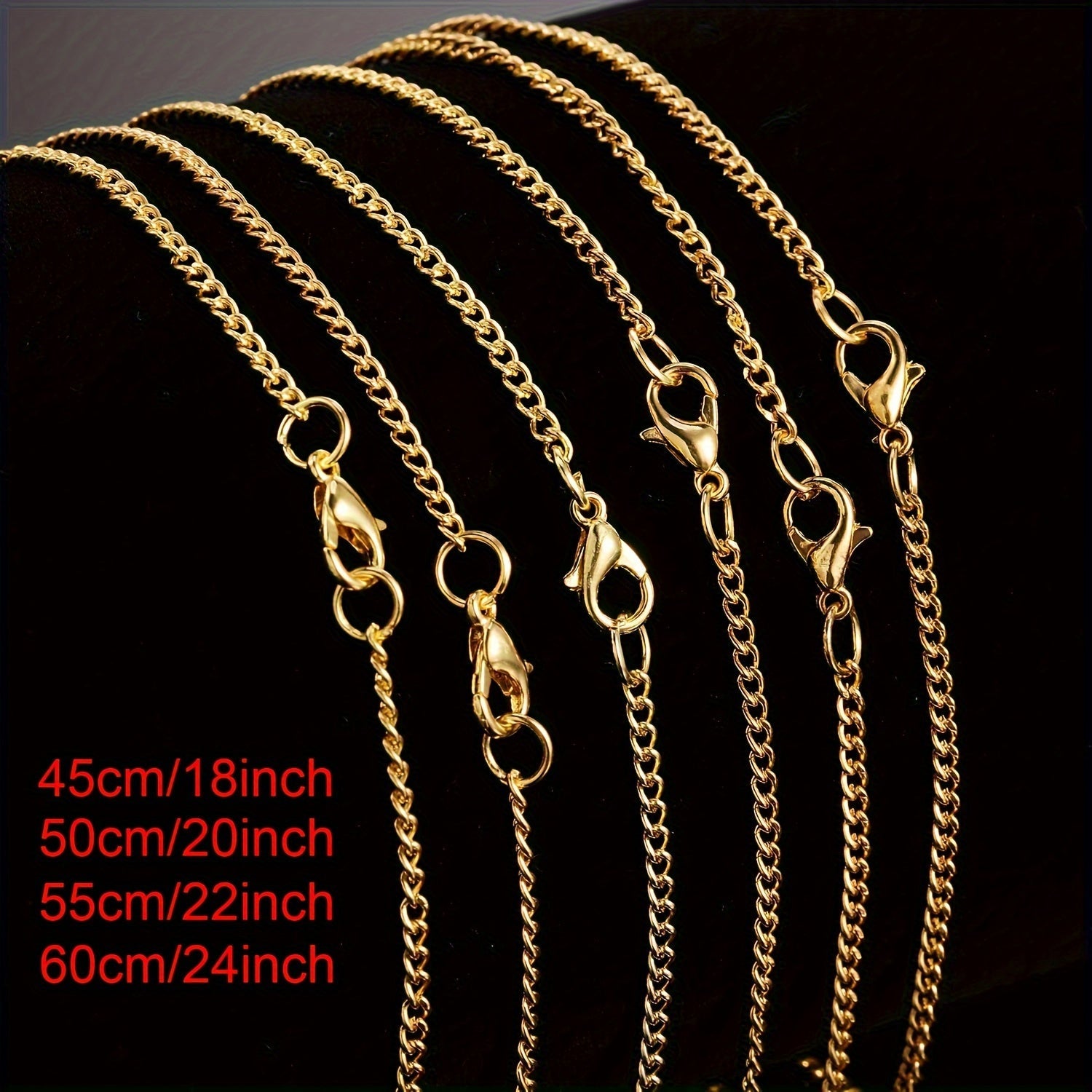 24 Golden Plated Necklace Chains with Lobster Clasps for Women Jewelry Making Supplies