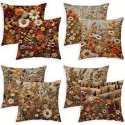 Boho Autumn Wildflower Throw Pillow Covers 45.72x45.72 cm Floral Leaf Outdoor Couch Sofa