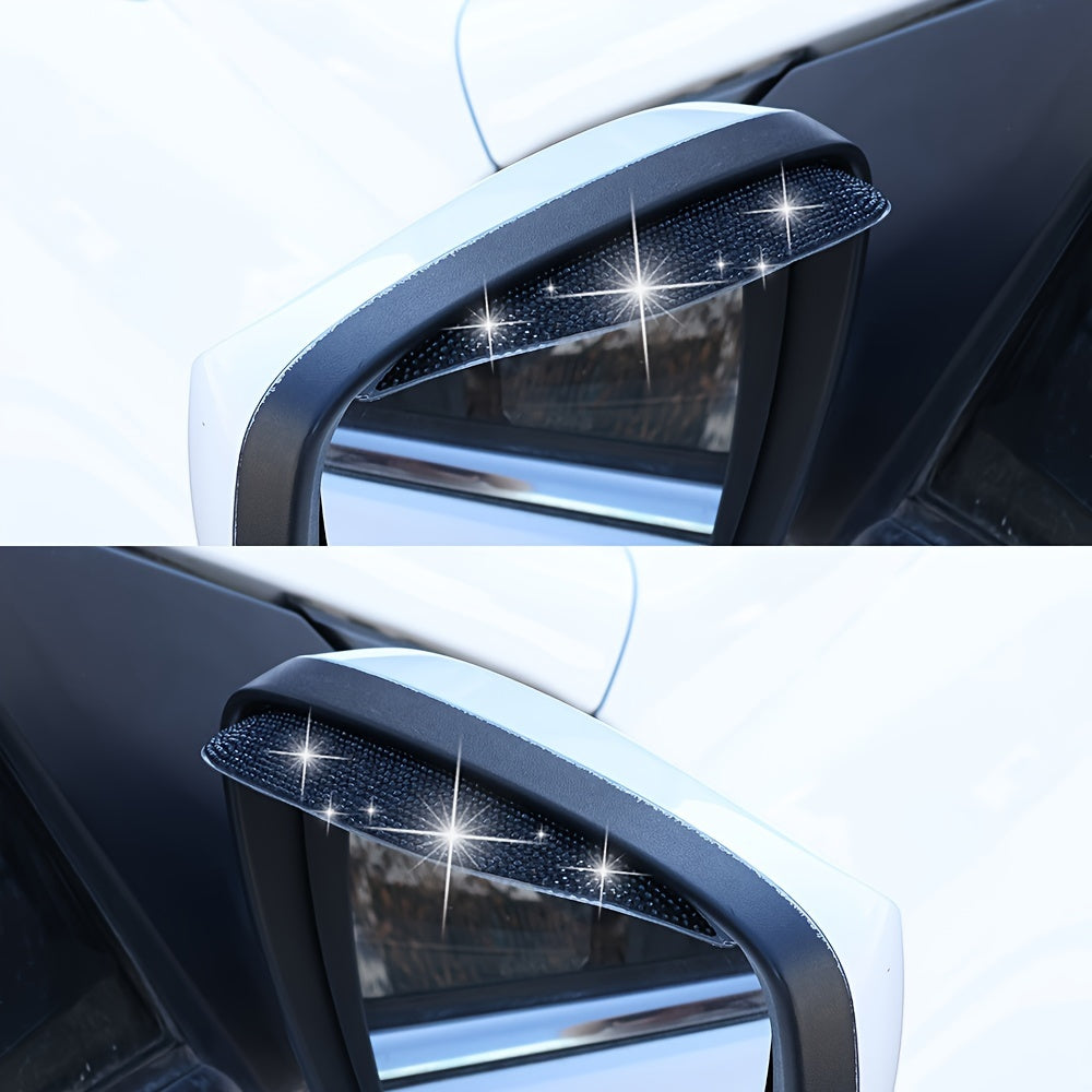 2 dona Avtomobil oynasi yomg'ir himoyachilari, aks ettiruvchi rhinestonelar bilan, yaxshilangan ko'rinish uchun