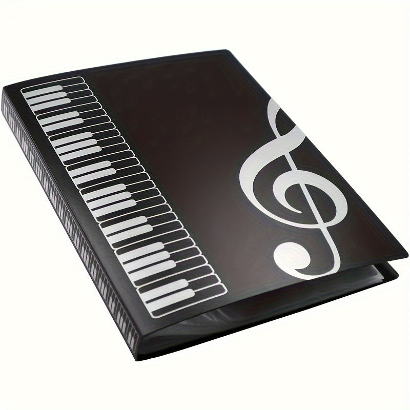 40-Pocket Music Folder for Sheet Music and Files White Black PP Material