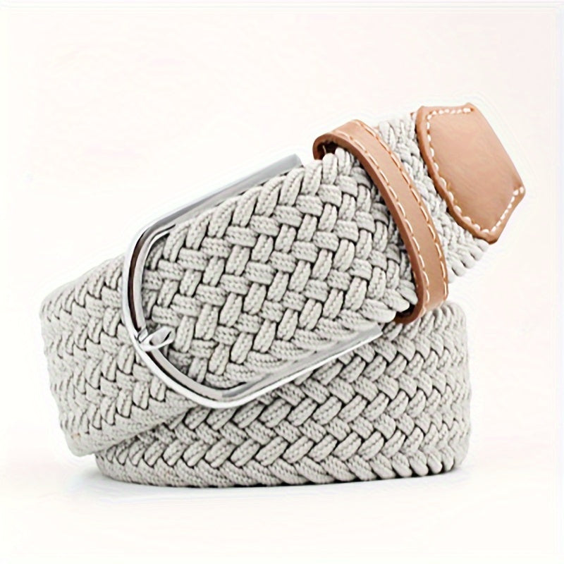 Women's Braided Elastic Belt with Woven Design for Golf and Casual Wear