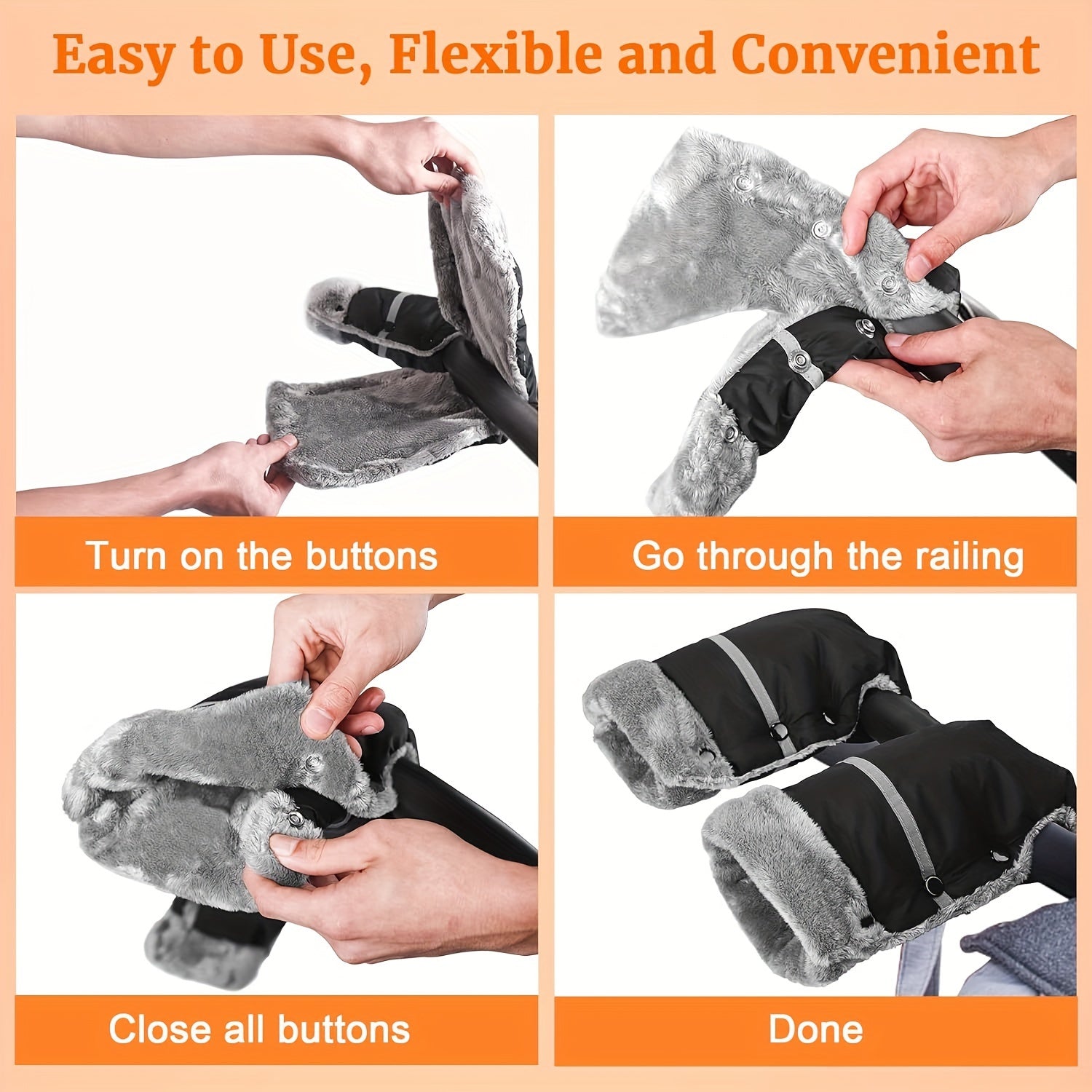 Guantes para cochecito de bebé para niños, impermeables, a prueba de viento, cubiertas de reposabrazos para invierno para carritos