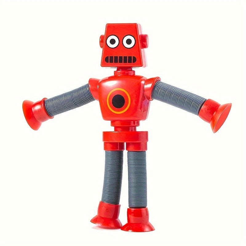 6-8 yoshdagi bolalar uchun DIY o'zgaruvchan robot o'yinchoq: 4 rangdagi teleskopik pop quvuri dizayni bilan ijodiy va ta'limiy sezgi o'yinlari.