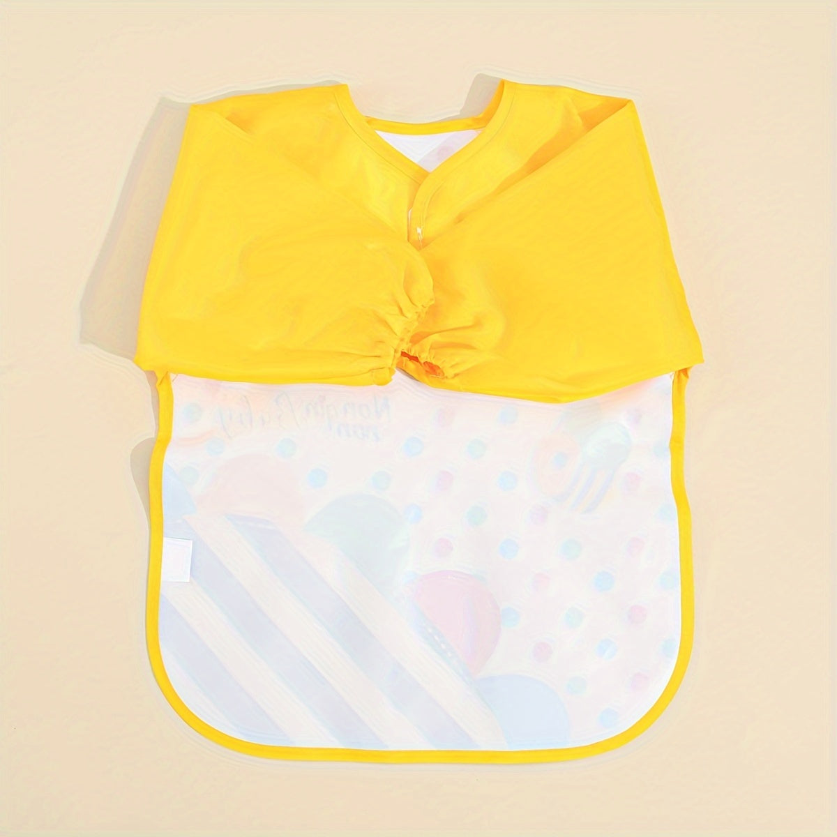 Delantal reversible de manga larga resistente al agua con estampado de dibujos animados para comer sin ensuciarse