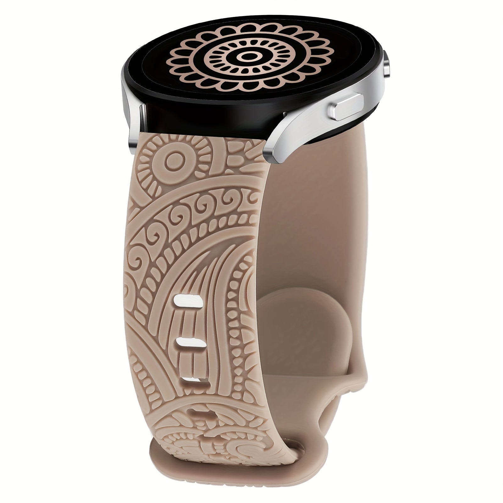 Women's 20mm Silicone Floral Engraved Smartwatch Band Compatible with Samsung Galaxy Watch Models