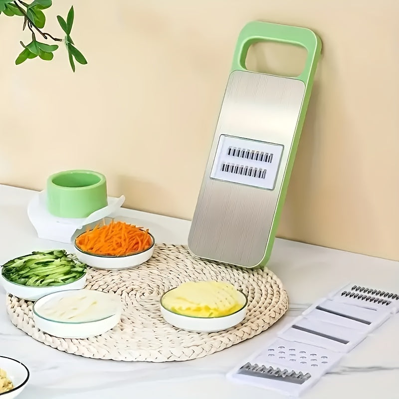 7-Piece Vegetable Cutter Set with Basket and Carrot Grater Plastic Kitchen Tool