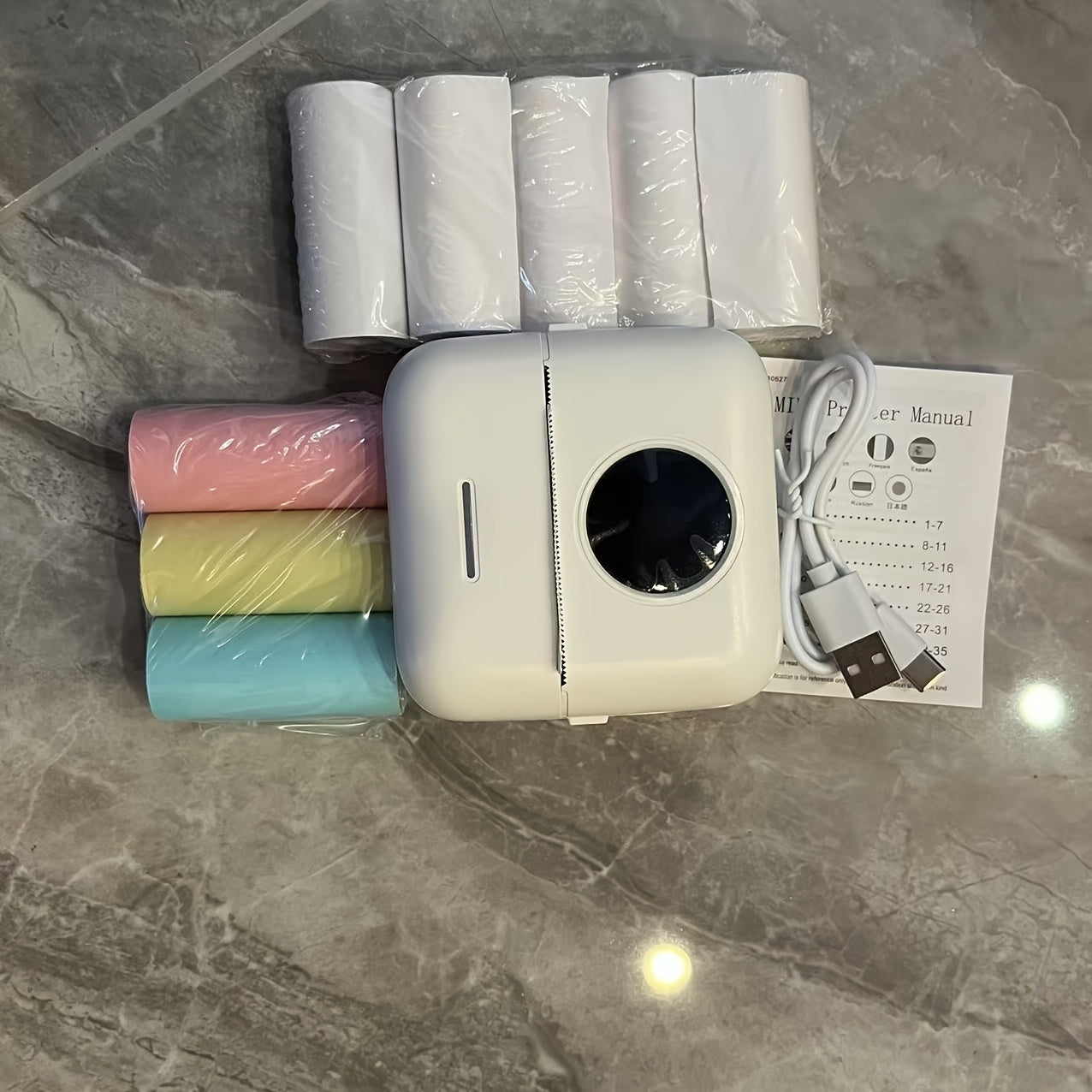 Portable Mini Thermal Printer Monochrome Label and Photo Wireless USB Charging