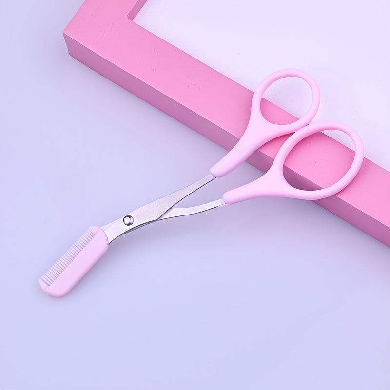 Women Men Eyebrow Trimmer Scissors With Comb Non Slip Finger Grips