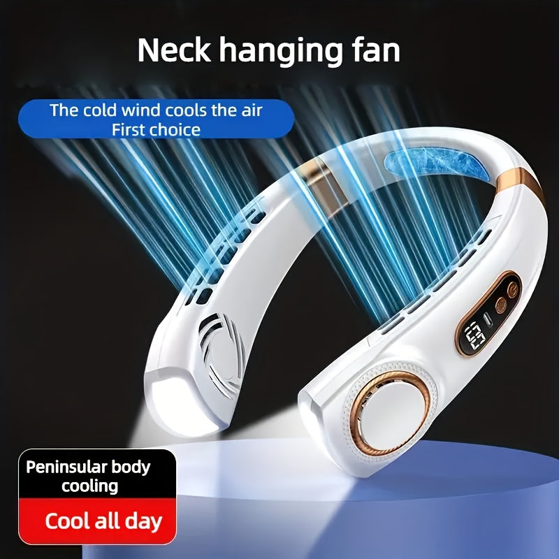 USB Rechargeable Wearable Mini Fan with LED Light, Portable Personal Cooling